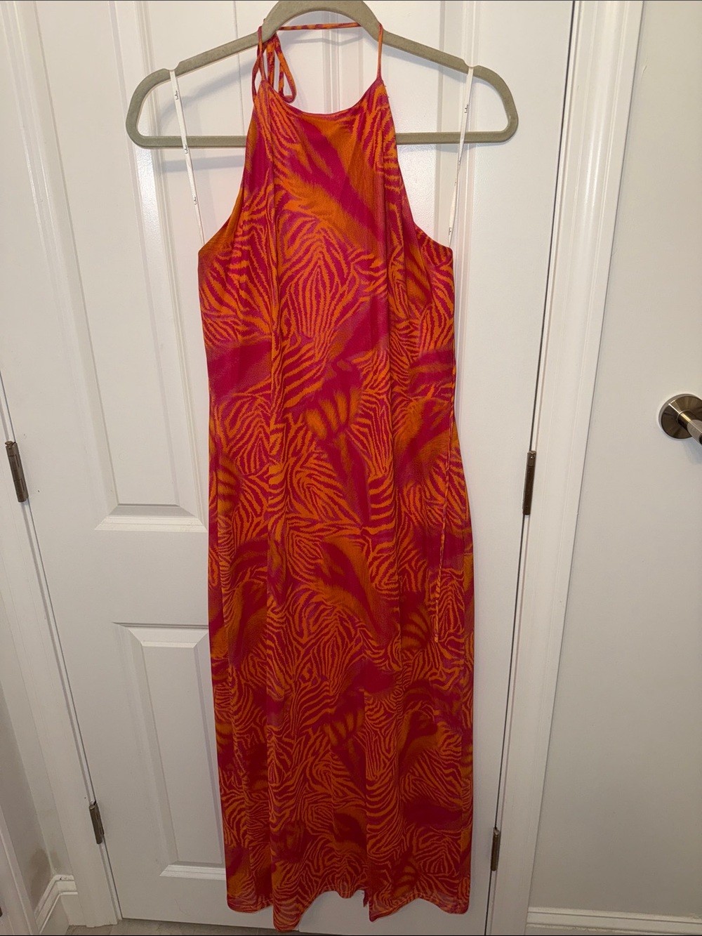 Lulu's Orange and Pink Halter Maxi Dress